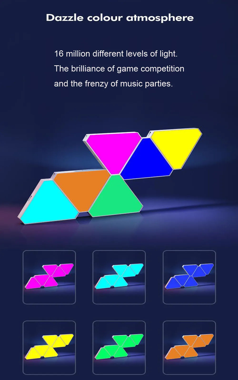 RGB LED Triangular Light Panels - shopssence